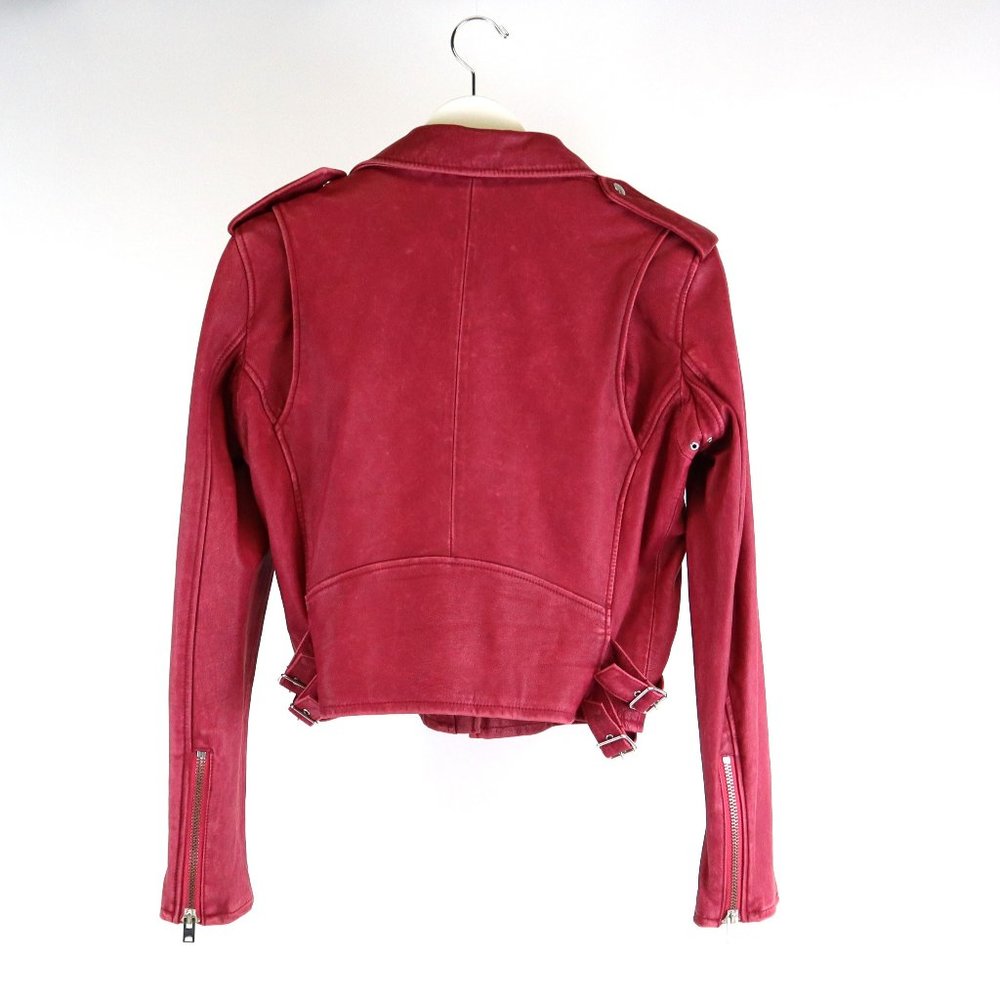 IRO Ashville Red Leather Moto Jacket - Picture 3 of 5